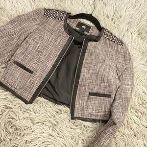 H&M Cropped Blazer with Studded Shoulder Pads